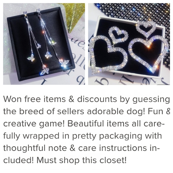 Silver Tone Double Heart Drop Earrings Pave Setting - Picture 10 of 13